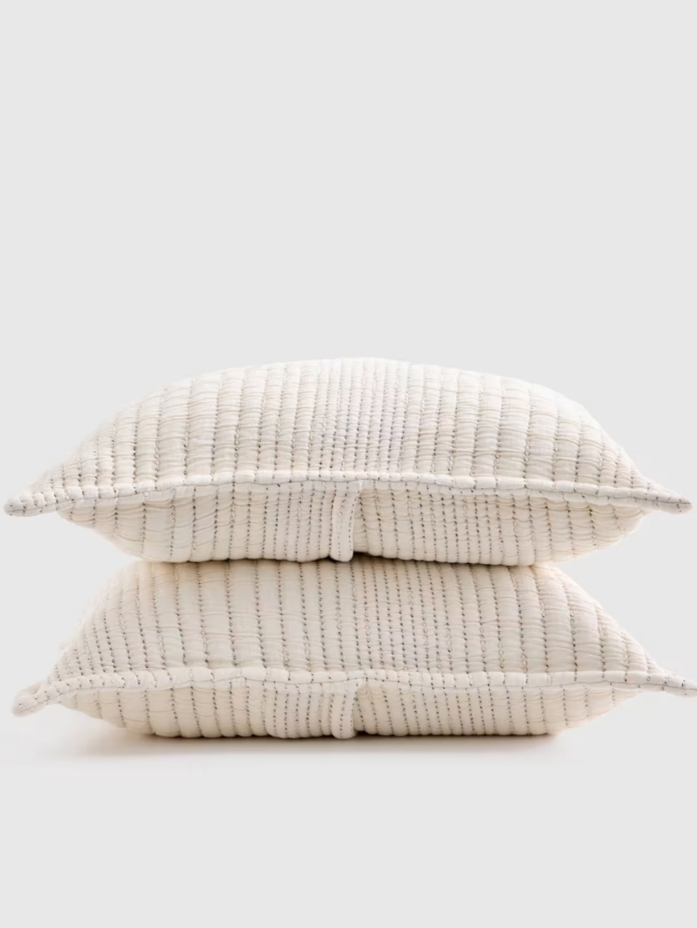 Quince Organic Cotton Channel Stitch Sham Set - 2 King Size - undyed